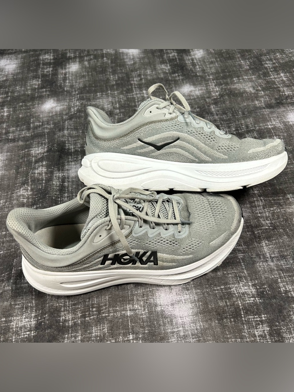 Hoka One Bondi 9 Shoes Mens 12D Galactic Stellar Grey Elite Comfort Gym Sneakers